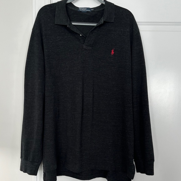 Polo by Ralph Lauren Men's Long Sleeve Polo Top/Heather Charcoal Grey - Picture 1 of 4
